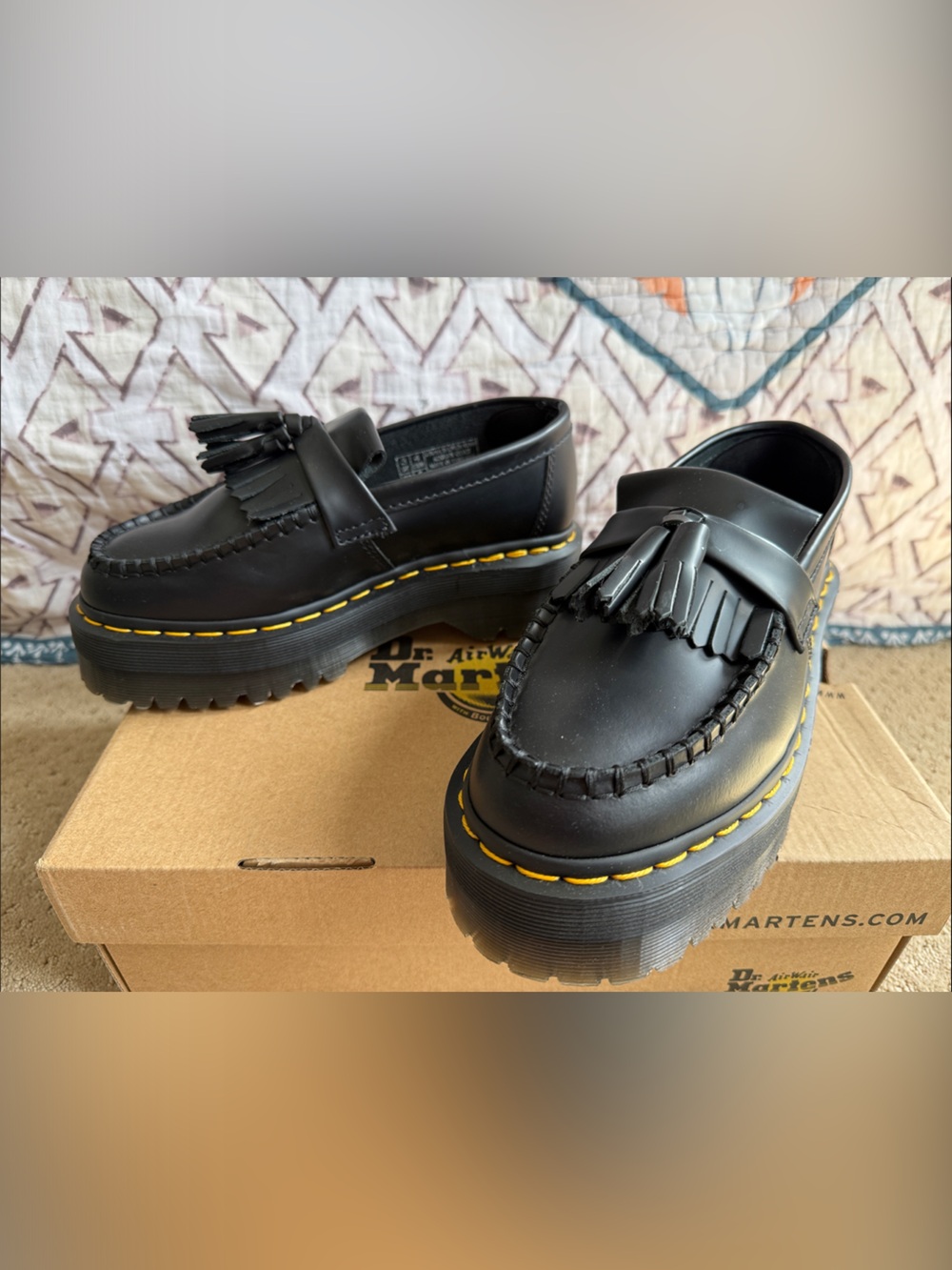 *NIB* Dr. Martens Adrian Quad Platform Loafers, Black, Sz 5W/4M Unisex